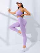 Conjunto de Yoga Sem Costura Feminino 2 Peças | Legging + Top Esportivo