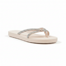Chinelo strass bege rosado vista 3/4 fundo branco